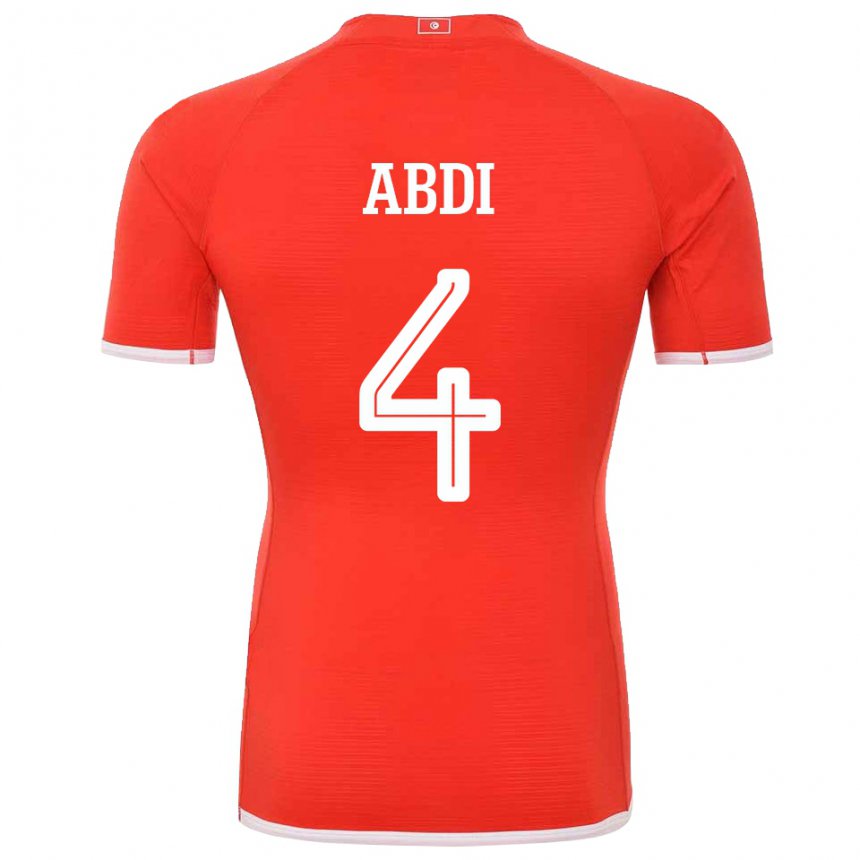 Kinder Tunesische Ali Abdi #4 Rot Heimtrikot Trikot 22-24 T-shirt Österreich