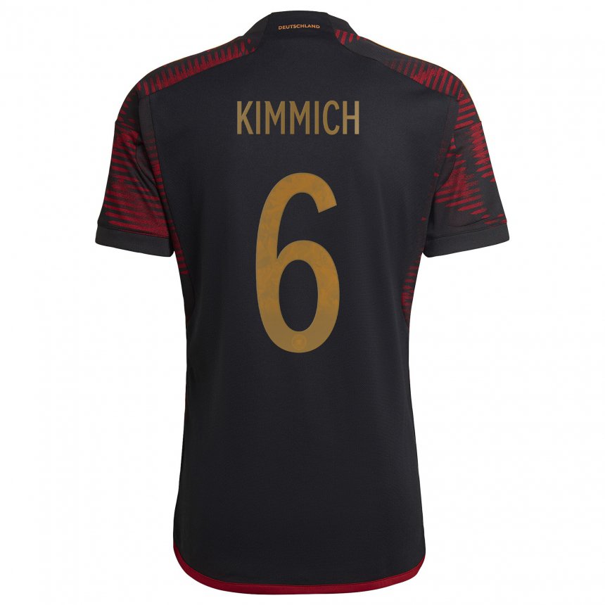 Kinder Deutsche Joshua Kimmich #6 Schwarz Kastanienbraun Auswärtstrikot Trikot 22-24 T-shirt Österreich