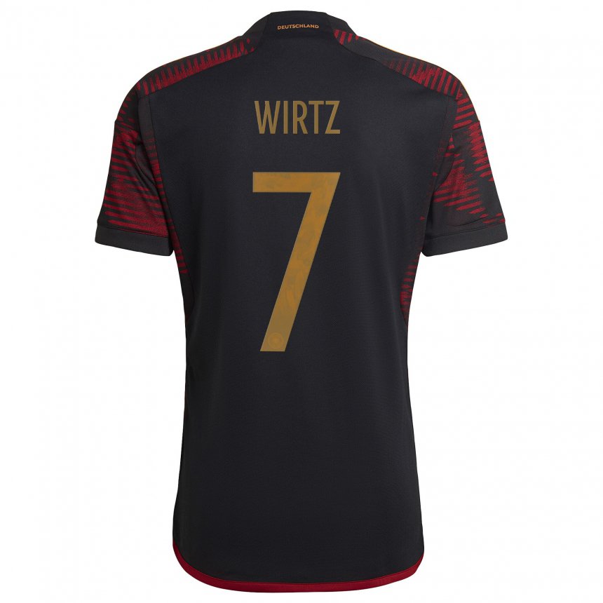 Kinder Deutsche Florian Wirtz #7 Schwarz Kastanienbraun Auswärtstrikot Trikot 22-24 T-shirt Österreich