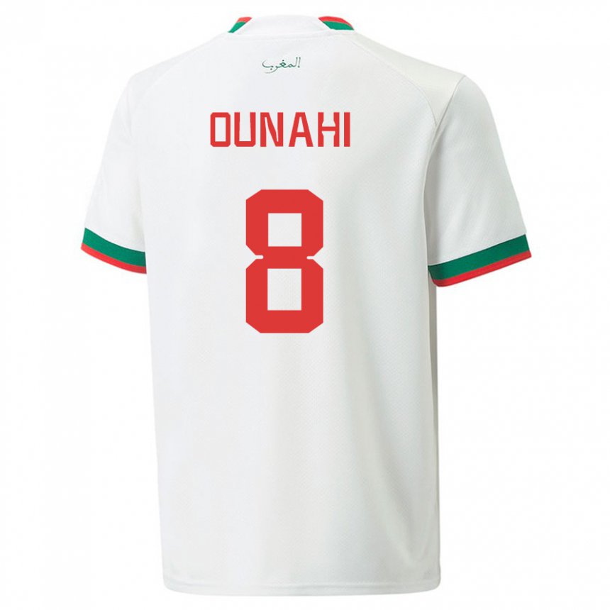 Kinder Marokkanische Azzeddine Ounahi #8 Weiß Auswärtstrikot Trikot 22-24 T-shirt Österreich