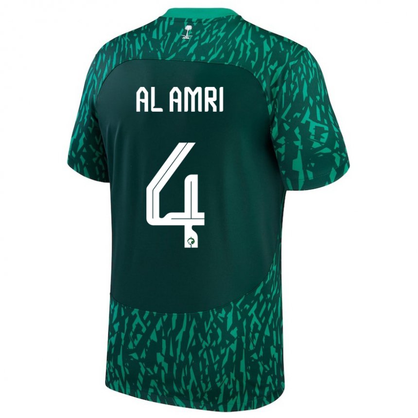 Kinder Saudi-arabische Abdulelah Al Amri #4 Dunkelgrün Auswärtstrikot Trikot 22-24 T-shirt Österreich