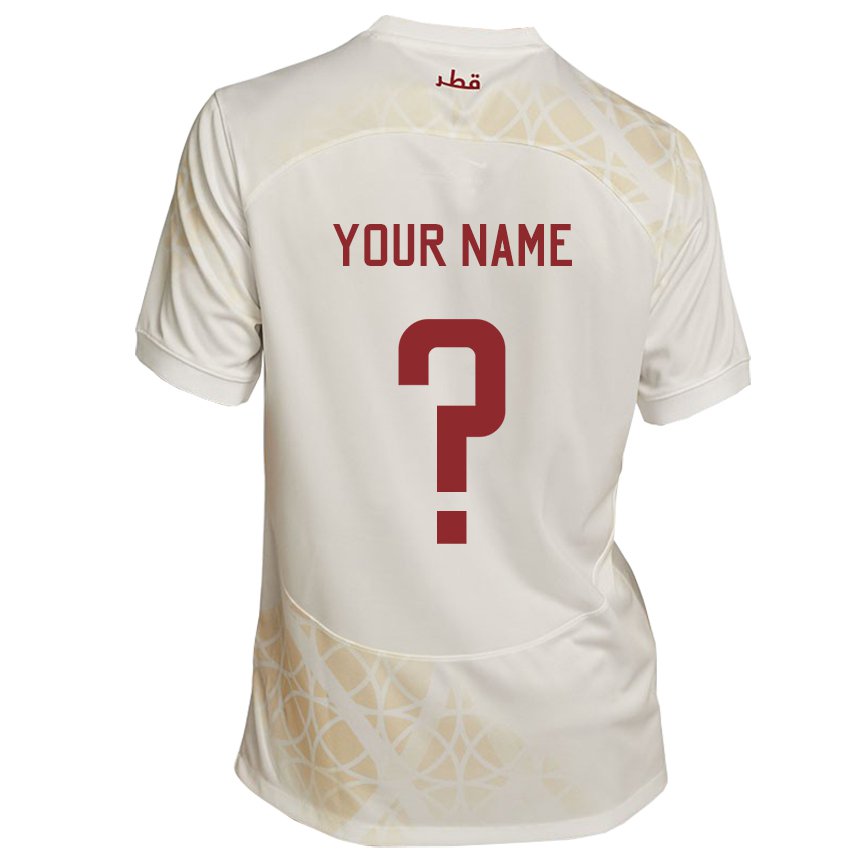 Kinder Katarische Ihren Namen #0 Goldbeige Auswärtstrikot Trikot 22-24 T-shirt Österreich