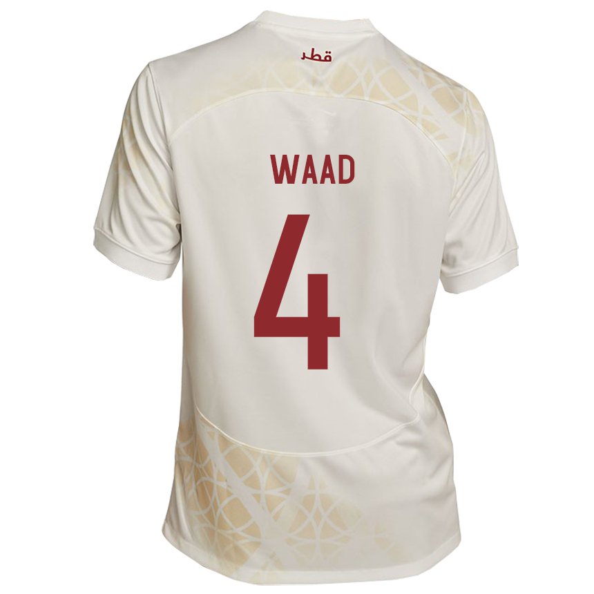 Kinder Katarische Mohammed Waad #4 Goldbeige Auswärtstrikot Trikot 22-24 T-shirt Österreich