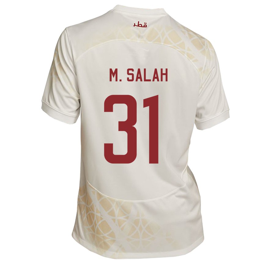 Kinder Katarische Salah Zakaria #31 Goldbeige Auswärtstrikot Trikot 22-24 T-shirt Österreich