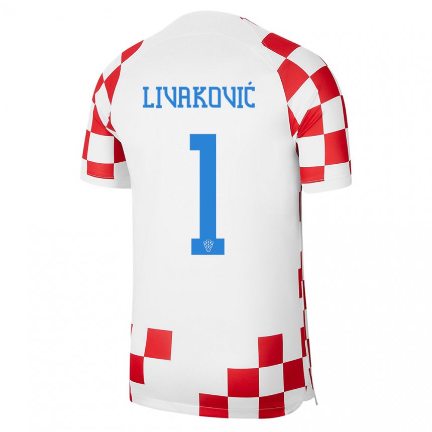 Herren Kroatische Dominik Livakovic #1 Rot-weiss Heimtrikot Trikot 22-24 T-shirt Österreich