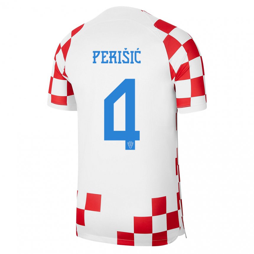 Herren Kroatische Ivan Perisic #4 Rot-weiss Heimtrikot Trikot 22-24 T-shirt Österreich