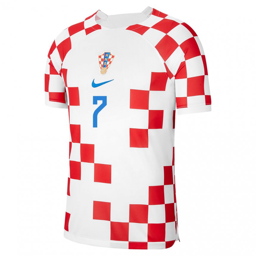 Herren Kroatische Lovro Majer #7 Rot-weiss Heimtrikot Trikot 22-24 T-shirt Österreich