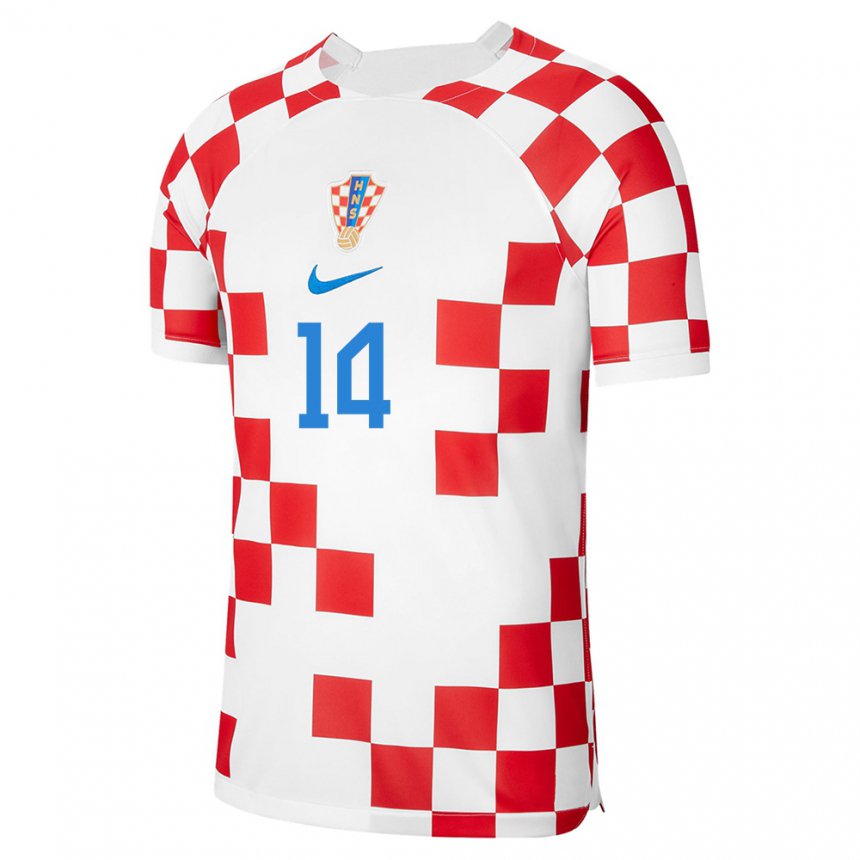 Herren Kroatische Luka Sucic #14 Rot-weiss Heimtrikot Trikot 22-24 T-shirt Österreich