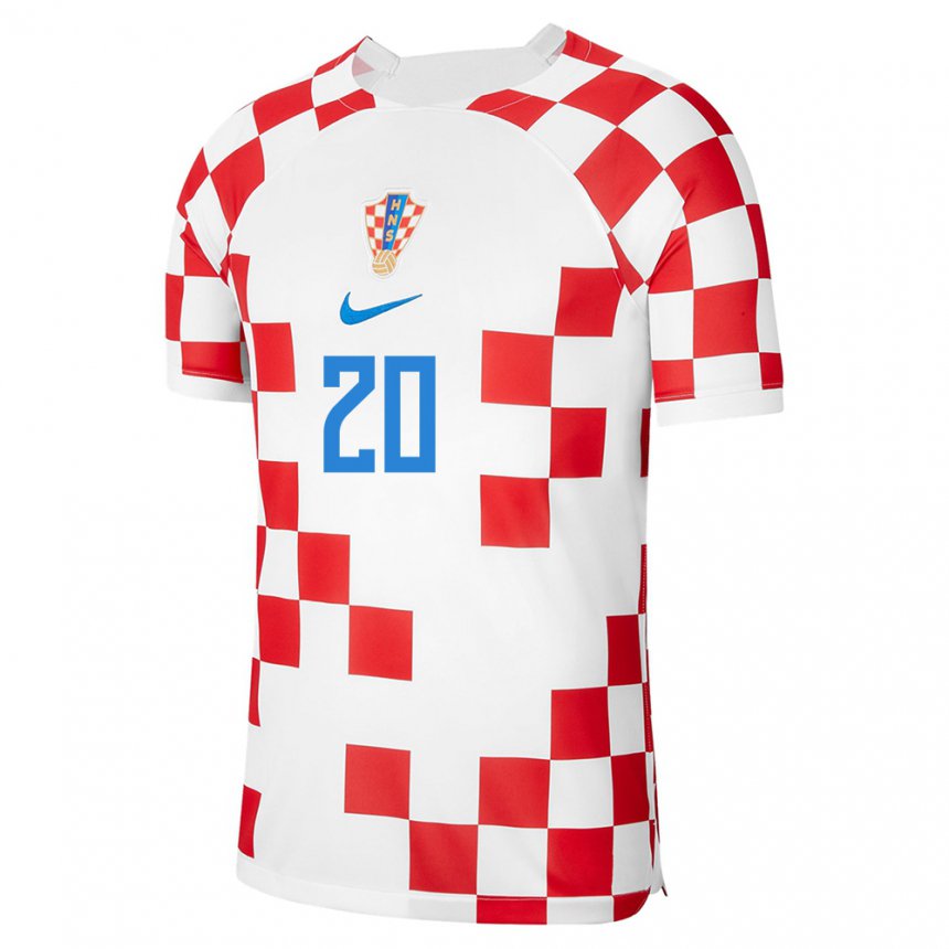 Herren Kroatische Josko Gvardiol #20 Rot-weiss Heimtrikot Trikot 22-24 T-shirt Österreich