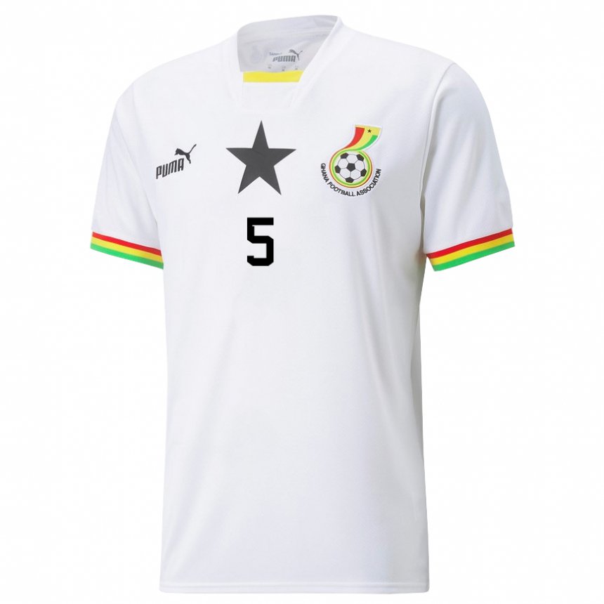 Herren Ghanaische Thomas Partey #5 Weiß Heimtrikot Trikot 22-24 T-shirt Österreich