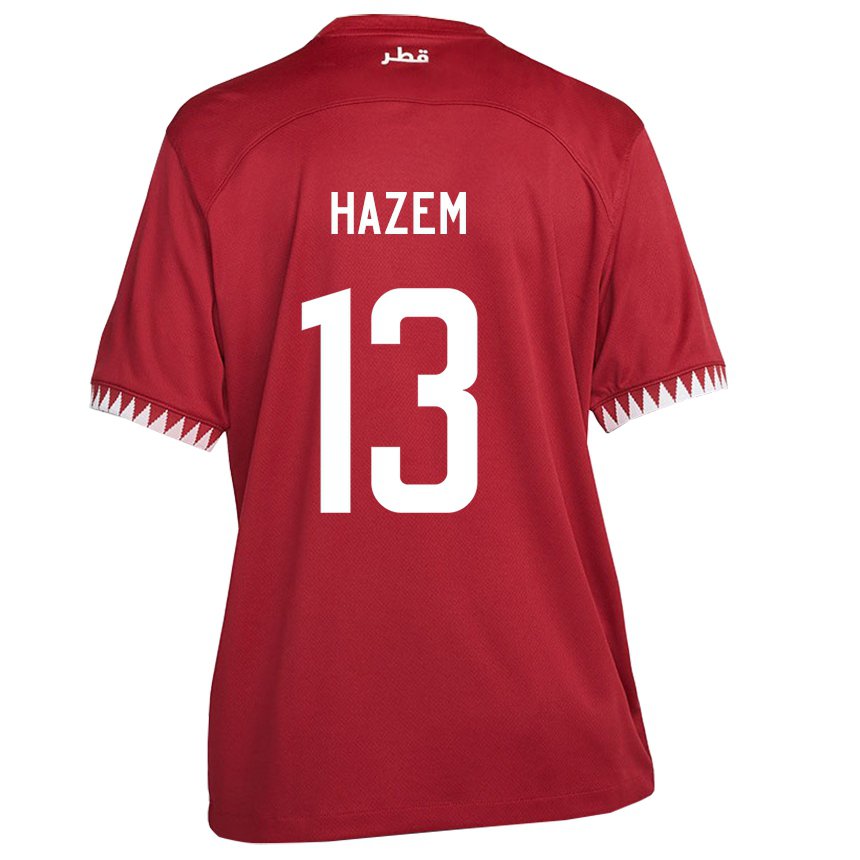 Herren Katarische Hazem Shehata #13 Kastanienbraun Heimtrikot Trikot 22-24 T-shirt Österreich