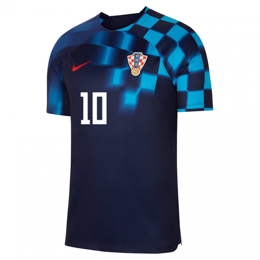 Herren Kroatische Luka Modric #10 Dunkelblau Auswärtstrikot Trikot 22-24 T-shirt Österreich