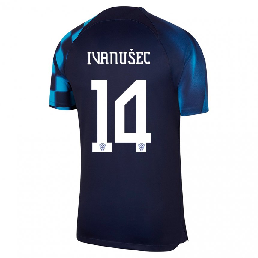 Herren Kroatische Luka Ivanusec #14 Dunkelblau Auswärtstrikot Trikot 22-24 T-shirt Österreich