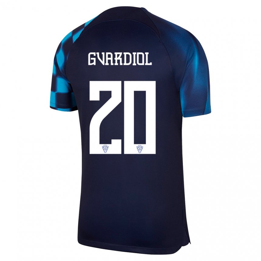 Herren Kroatische Josko Gvardiol #20 Dunkelblau Auswärtstrikot Trikot 22-24 T-shirt Österreich