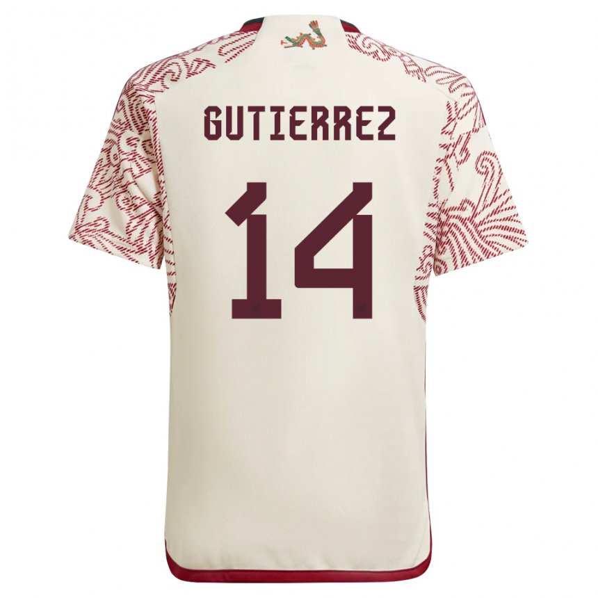 Herren Mexikanische Erick Gutierrez #14 Wunder Weiß Rot Auswärtstrikot Trikot 22-24 T-shirt Österreich