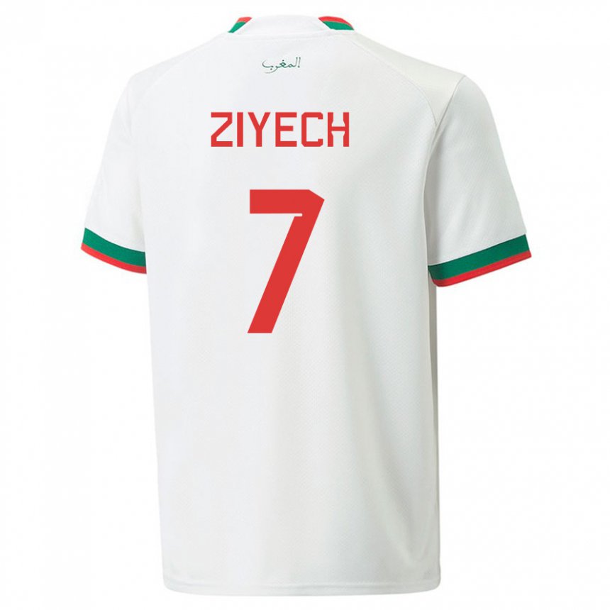 Herren Marokkanische Hakim Ziyech #7 Weiß Auswärtstrikot Trikot 22-24 T-shirt Österreich