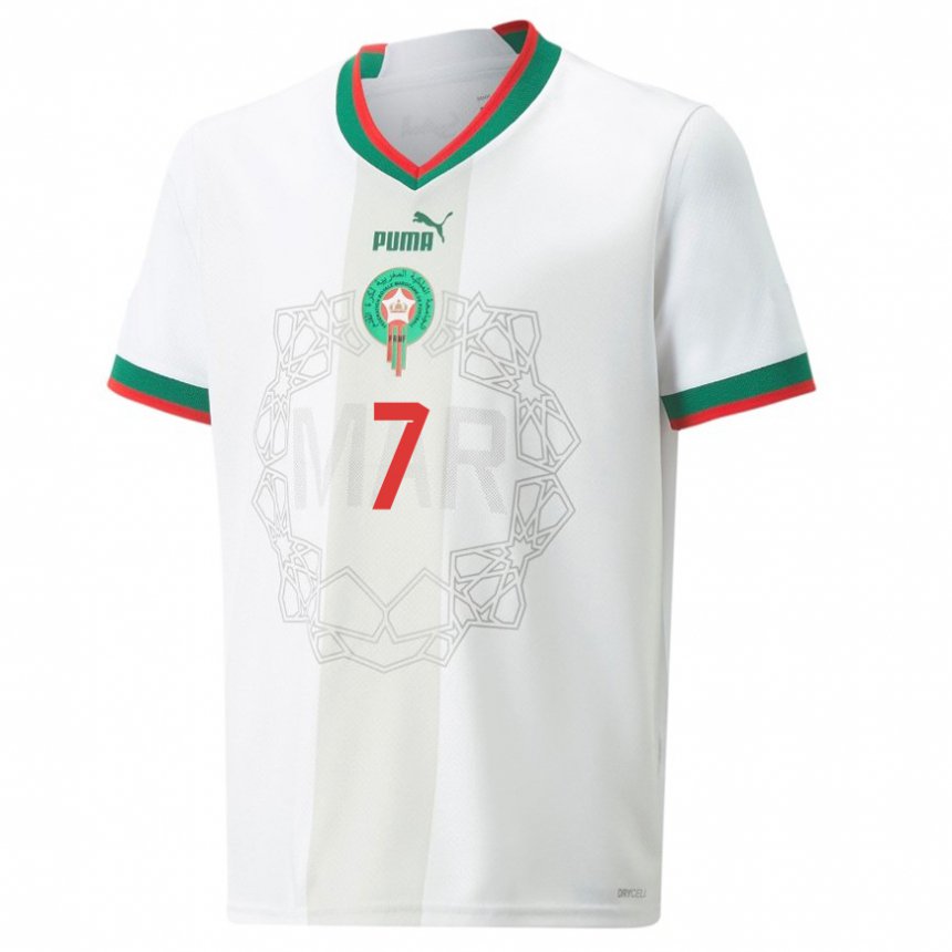 Herren Marokkanische Hakim Ziyech #7 Weiß Auswärtstrikot Trikot 22-24 T-shirt Österreich