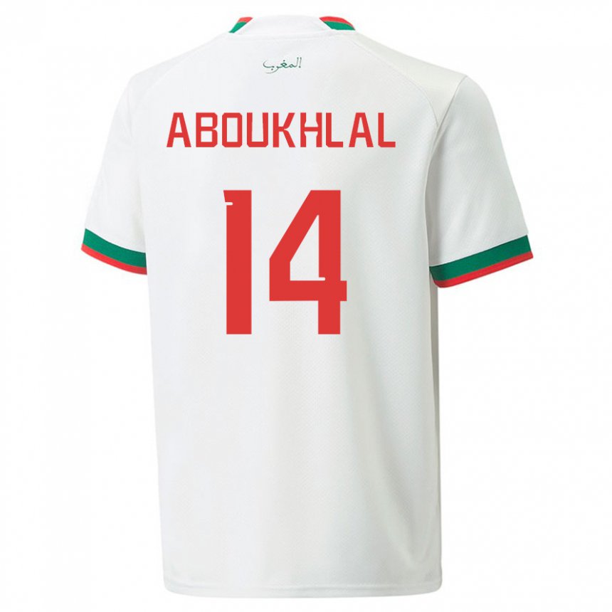 Herren Marokkanische Zakaria Aboukhlal #14 Weiß Auswärtstrikot Trikot 22-24 T-shirt Österreich