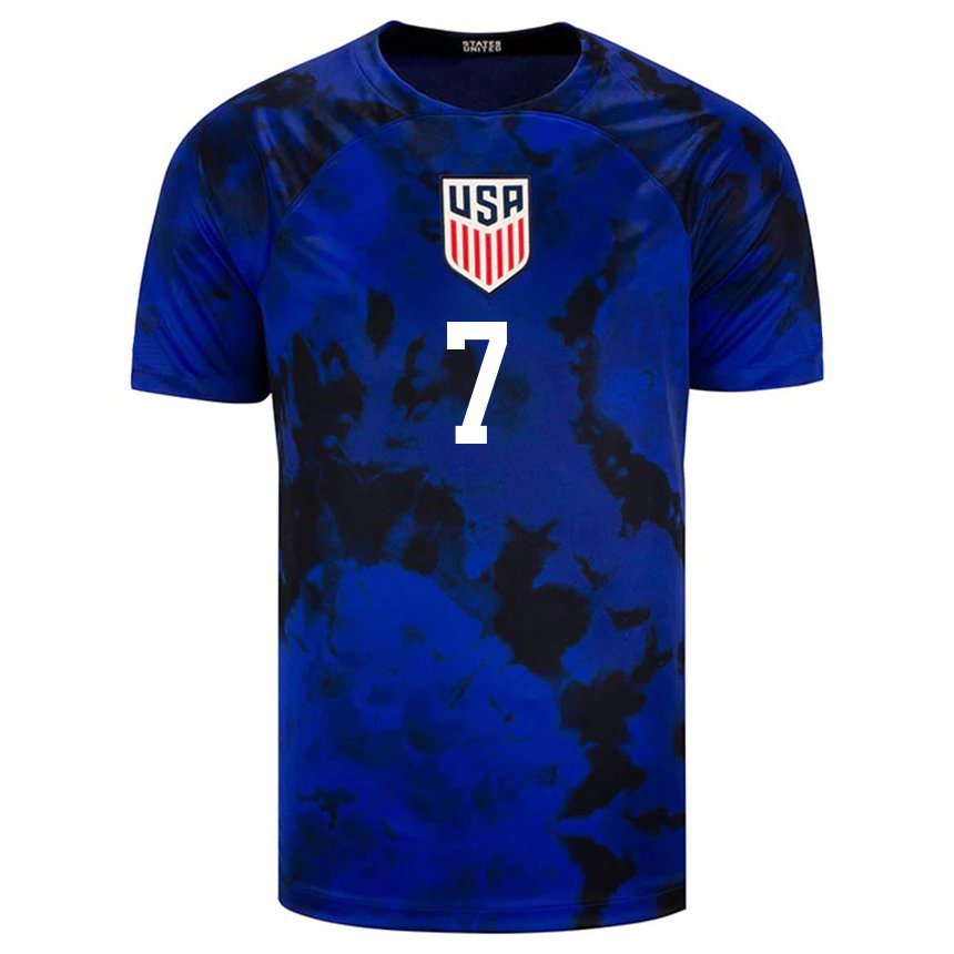 Herren Us-amerikanische Giovanni Reyna #7 Königsblau Auswärtstrikot Trikot 22-24 T-shirt Österreich