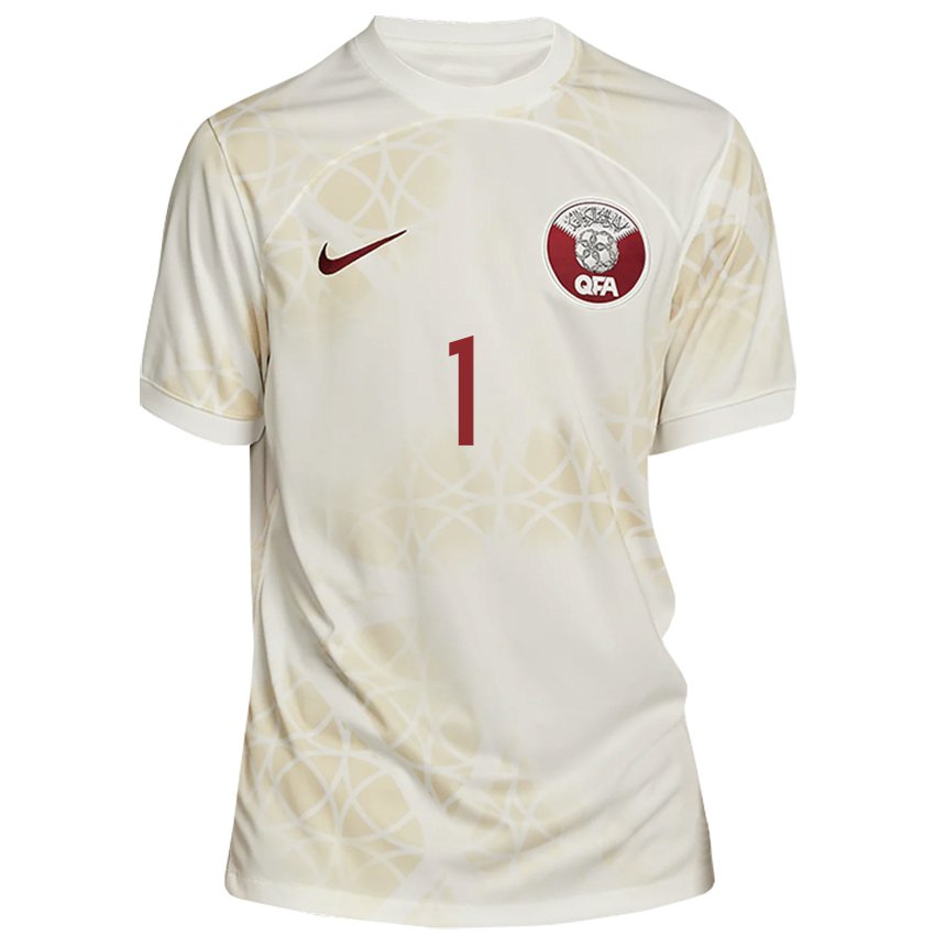 Herren Katarische Saad Al Sheeb #1 Goldbeige Auswärtstrikot Trikot 22-24 T-shirt Österreich