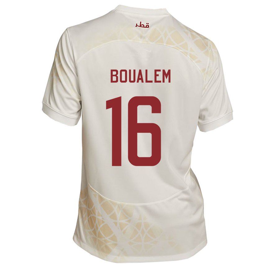 Herren Katarische Boualem Khoukhi #16 Goldbeige Auswärtstrikot Trikot 22-24 T-shirt Österreich