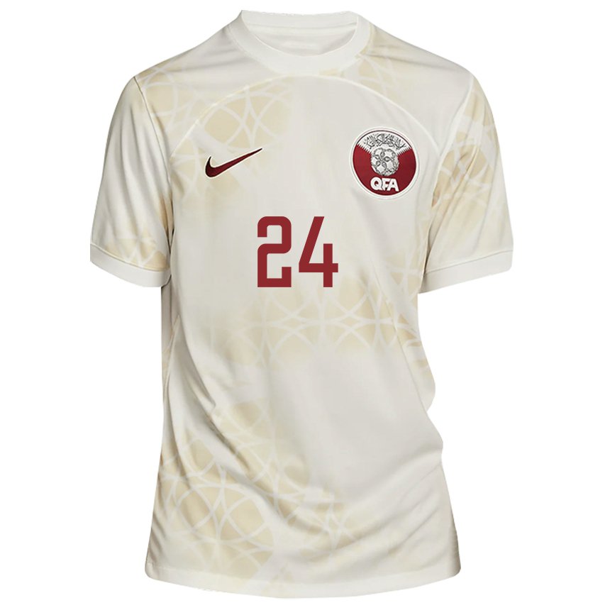 Herren Katarische Naif Abdulraheem Al Hadhrami #24 Goldbeige Auswärtstrikot Trikot 22-24 T-shirt Österreich