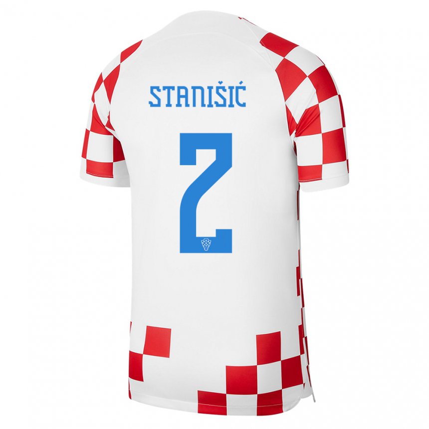 Damen Kroatische Josip Stanisic #2 Rot-weiss Heimtrikot Trikot 22-24 T-shirt Österreich