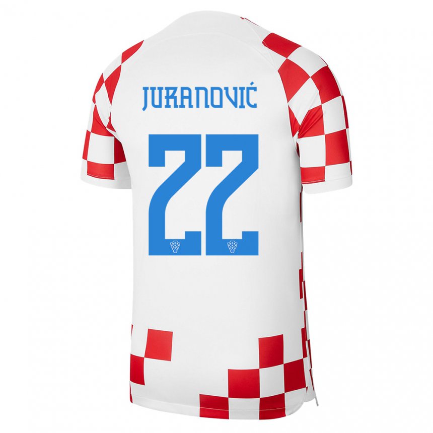 Damen Kroatische Josip Juranovic #22 Rot-weiss Heimtrikot Trikot 22-24 T-shirt Österreich