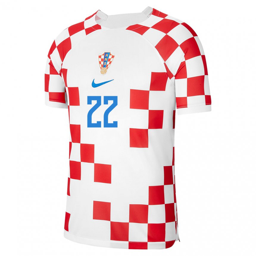 Damen Kroatische Josip Juranovic #22 Rot-weiss Heimtrikot Trikot 22-24 T-shirt Österreich
