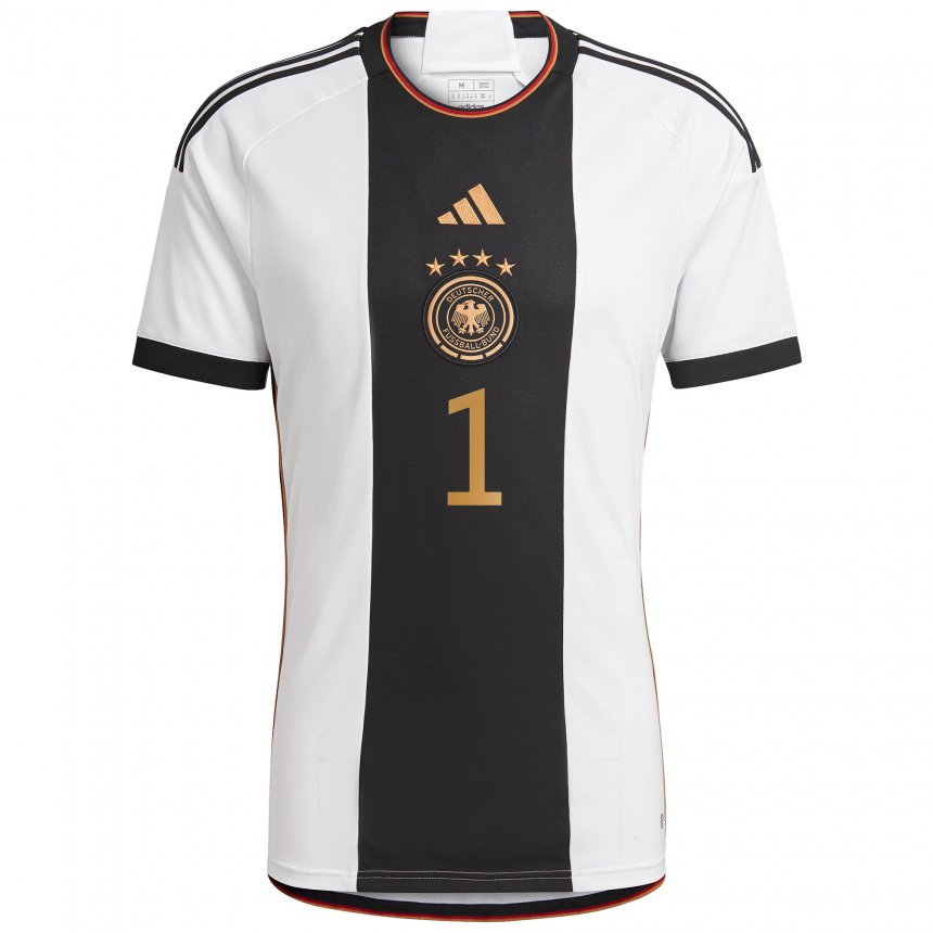 Damen Deutsche Manuel Neuer #1 Weiß Schwarz Heimtrikot Trikot 22-24 T-shirt Österreich