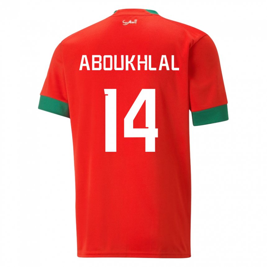 Damen Marokkanische Zakaria Aboukhlal #14 Rot Heimtrikot Trikot 22-24 T-shirt Österreich