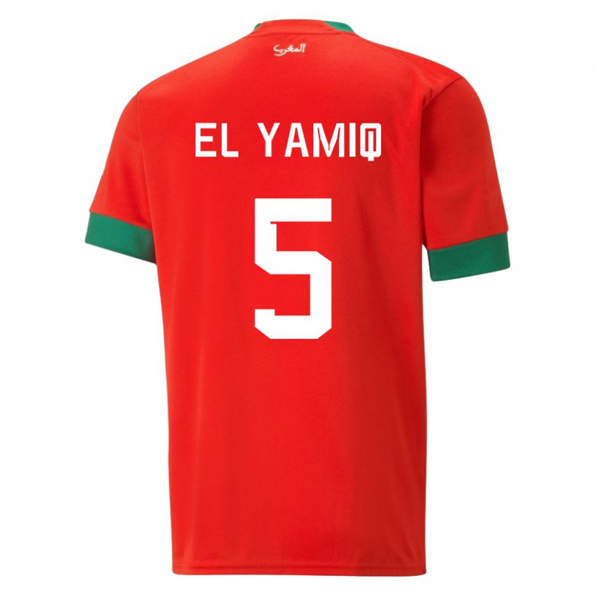 Damen Marokkanische Jawad El Yamiq #5 Rot Heimtrikot Trikot 22-24 T-shirt Österreich