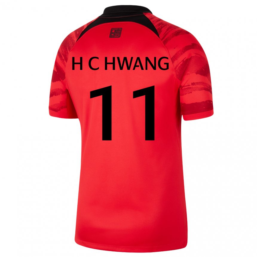 Damen Südkoreanische Hee-chan Hwang #11 Rot Schwarz Heimtrikot Trikot 22-24 T-shirt Österreich