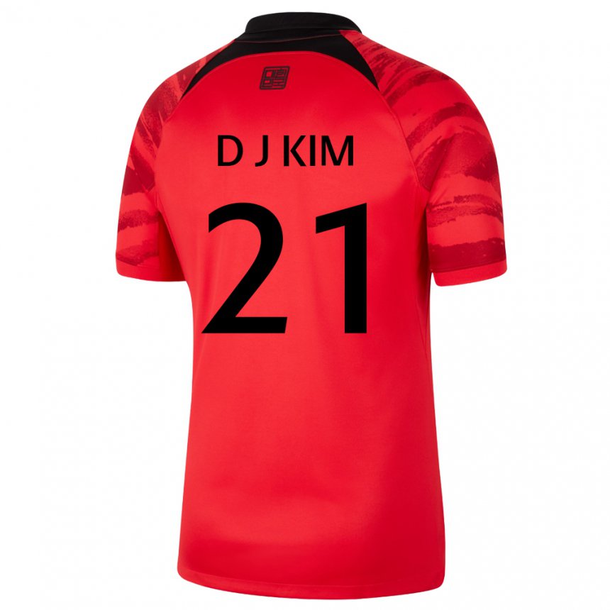 Damen Südkoreanische Dong-jun Kim #21 Rot Schwarz Heimtrikot Trikot 22-24 T-shirt Österreich