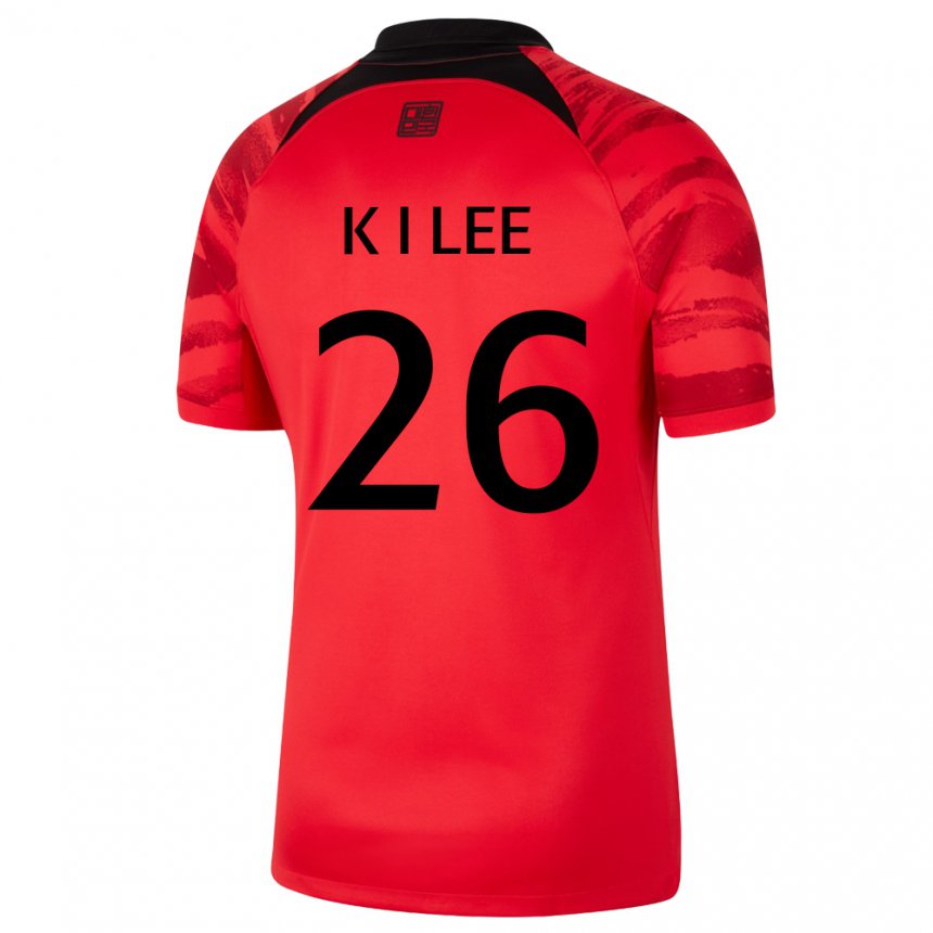 Damen Südkoreanische Kang-in Lee #26 Rot Schwarz Heimtrikot Trikot 22-24 T-shirt Österreich