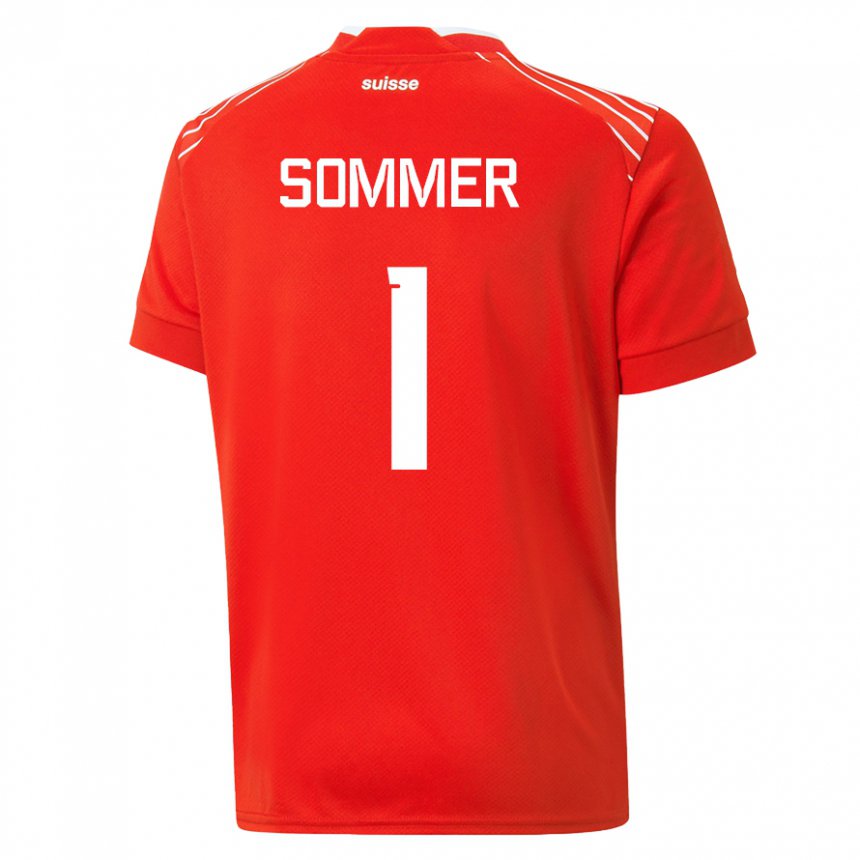 Damen Schweizer Yann Sommer #1 Rot Heimtrikot Trikot 22-24 T-shirt Österreich