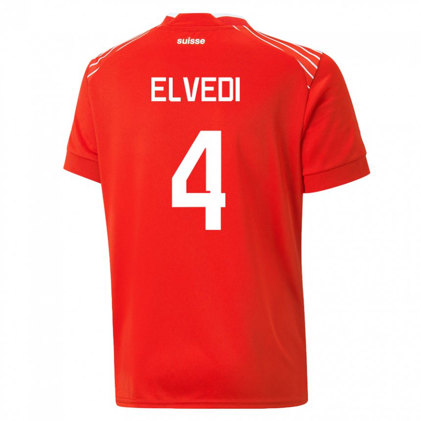 Damen Schweizer Nico Elvedi #4 Rot Heimtrikot Trikot 22-24 T-shirt Österreich