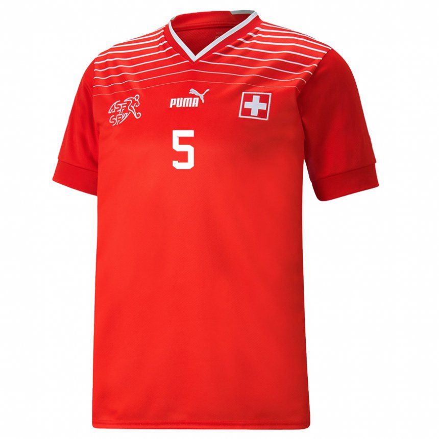 Damen Schweizer Noah Okafor #5 Rot Heimtrikot Trikot 22-24 T-shirt Österreich