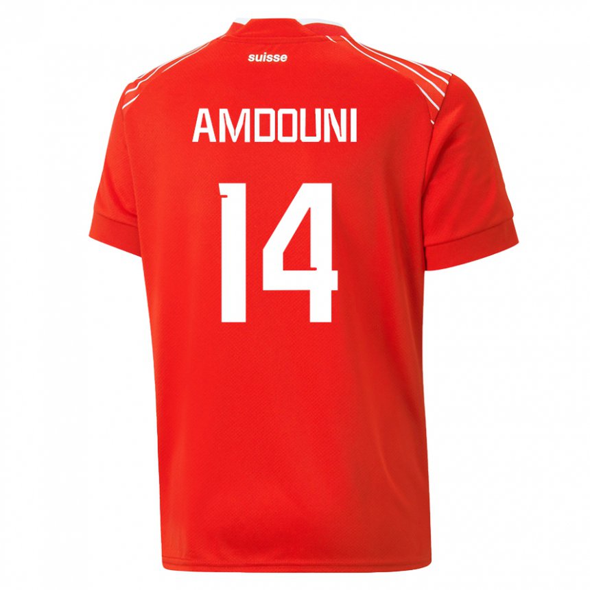 Damen Schweizer Mohamed Zeki Amdouni #14 Rot Heimtrikot Trikot 22-24 T-shirt Österreich