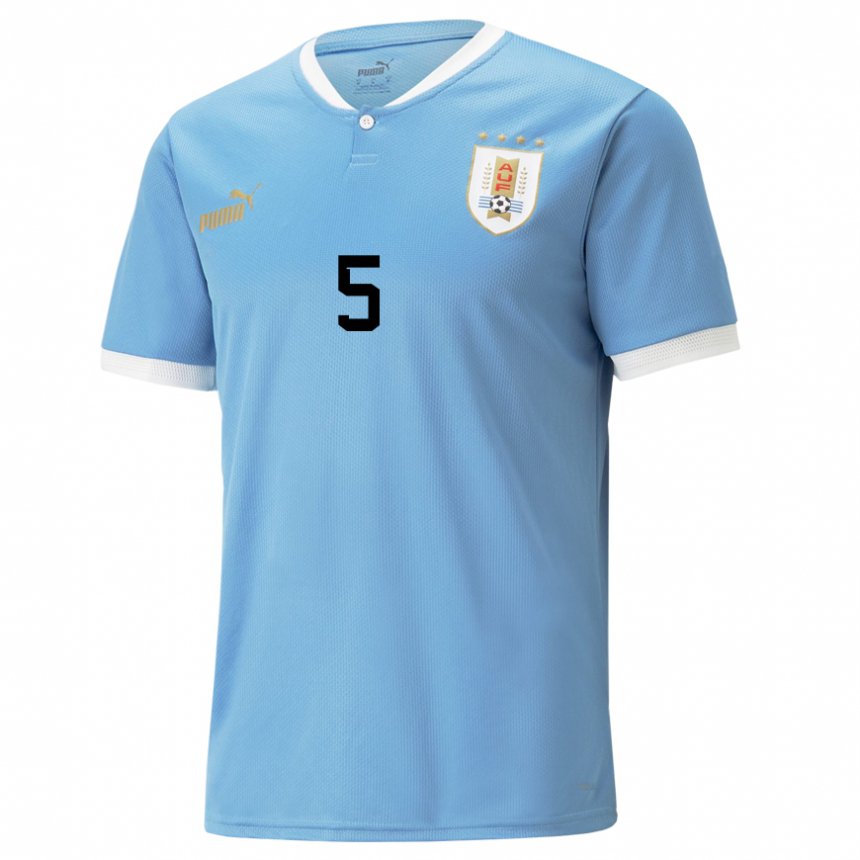 Damen Uruguayische Matias Vecino #5 Blau Heimtrikot Trikot 22-24 T-shirt Österreich