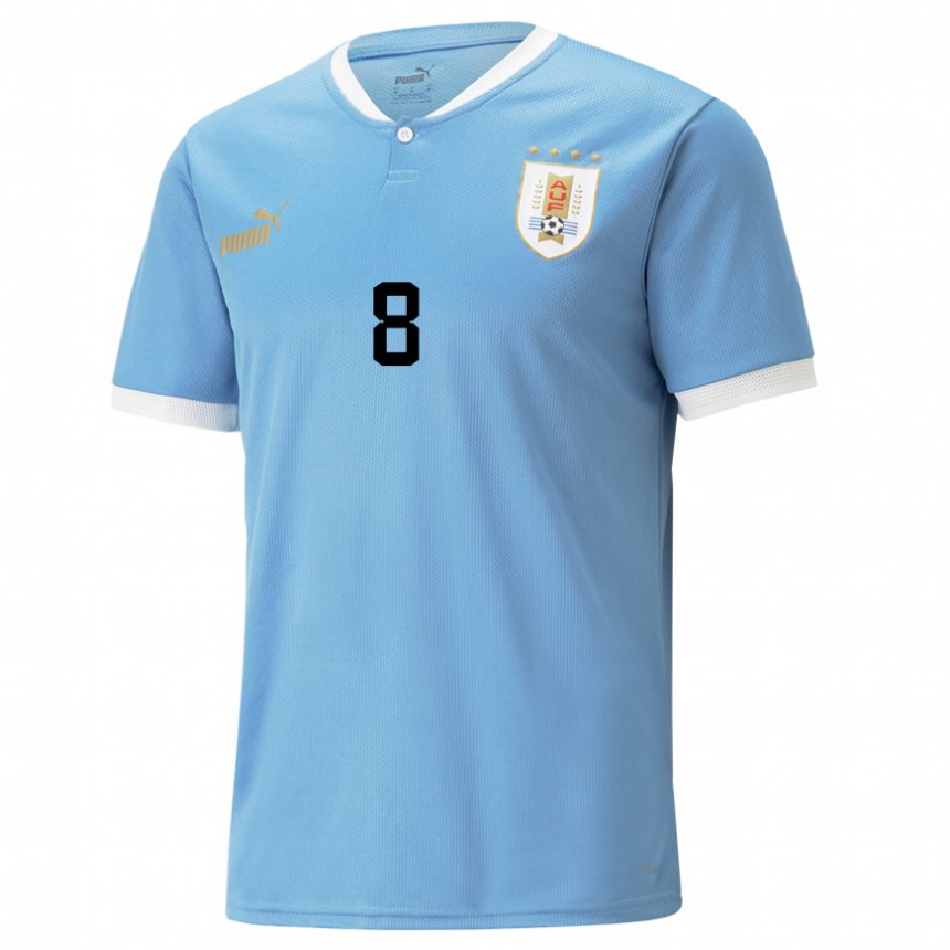 Damen Uruguayische Facundo Pellistri #8 Blau Heimtrikot Trikot 22-24 T-shirt Österreich