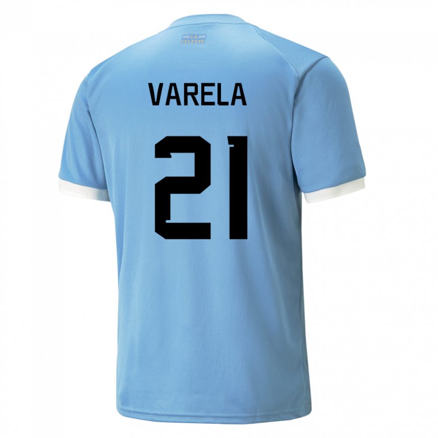 Damen Uruguayische Gullermo Varela #21 Blau Heimtrikot Trikot 22-24 T-shirt Österreich