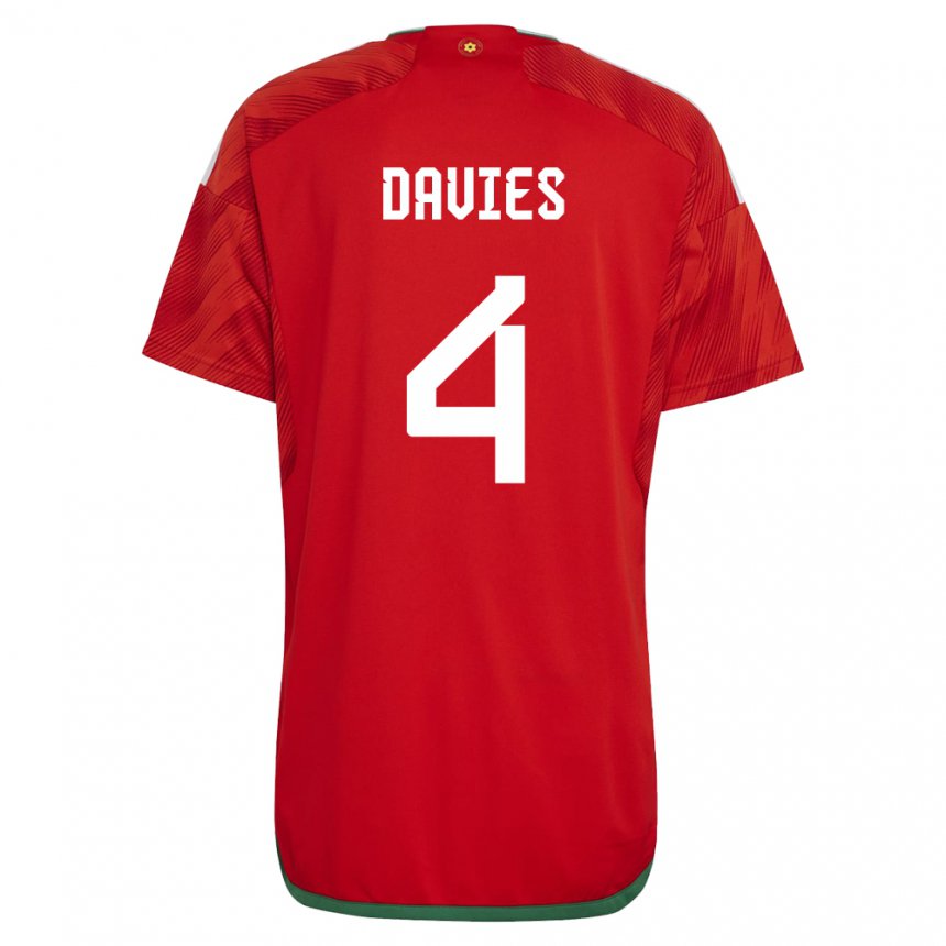 Damen Walisische Ben Davies #4 Rot Heimtrikot Trikot 22-24 T-shirt Österreich