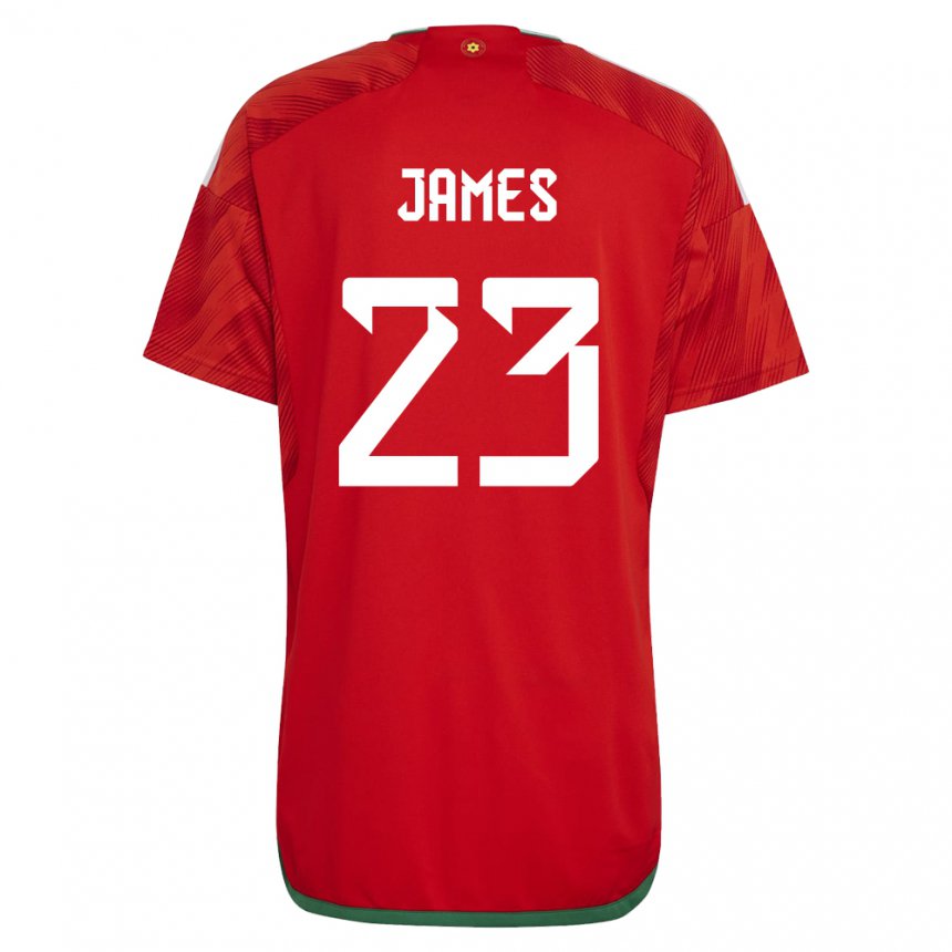 Damen Walisische Jordan James #23 Rot Heimtrikot Trikot 22-24 T-shirt Österreich