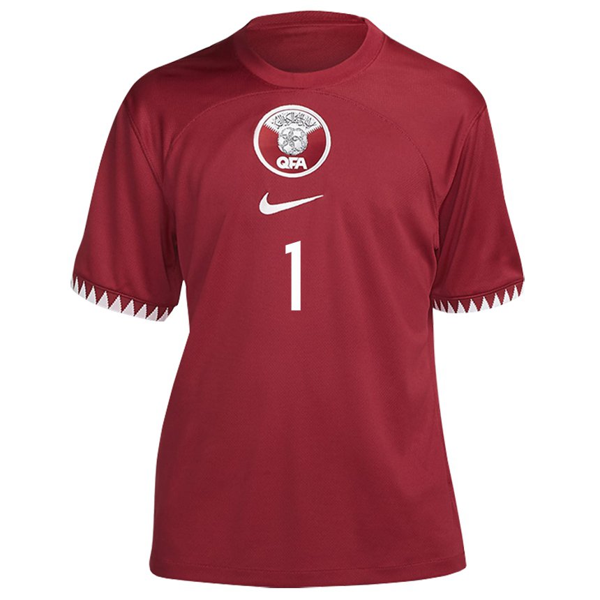 Damen Katarische Saad Al Sheeb #1 Kastanienbraun Heimtrikot Trikot 22-24 T-shirt Österreich