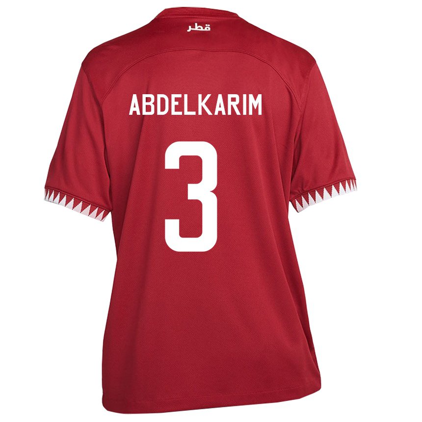 Damen Katarische Abdelkarim Hassan #3 Kastanienbraun Heimtrikot Trikot 22-24 T-shirt Österreich