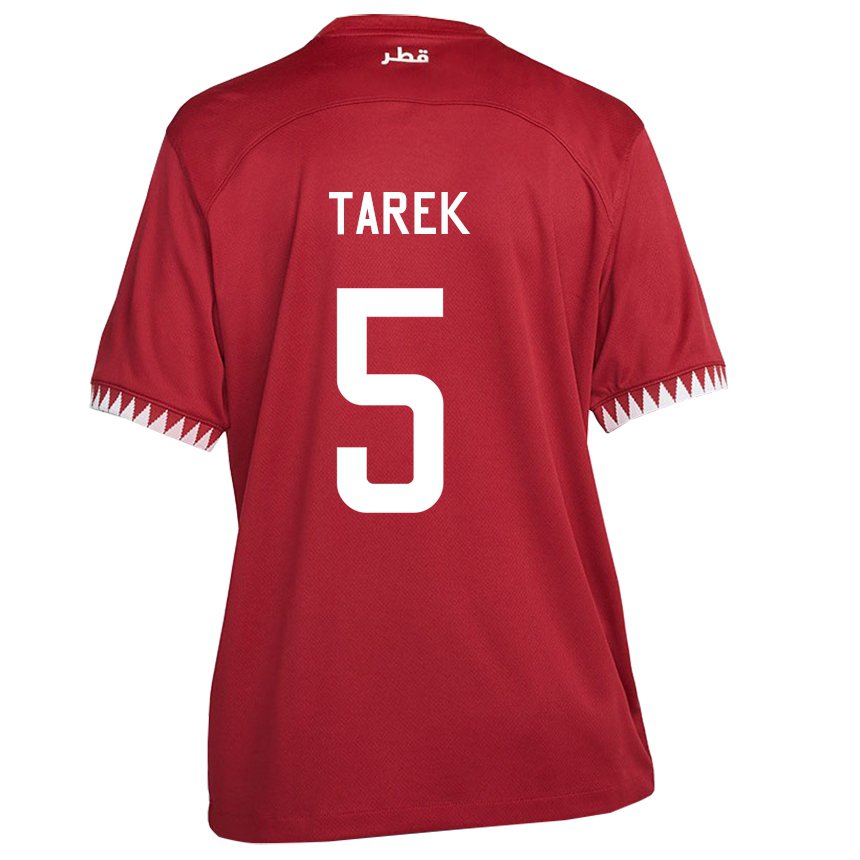 Damen Katarische Tarek Salman #5 Kastanienbraun Heimtrikot Trikot 22-24 T-shirt Österreich