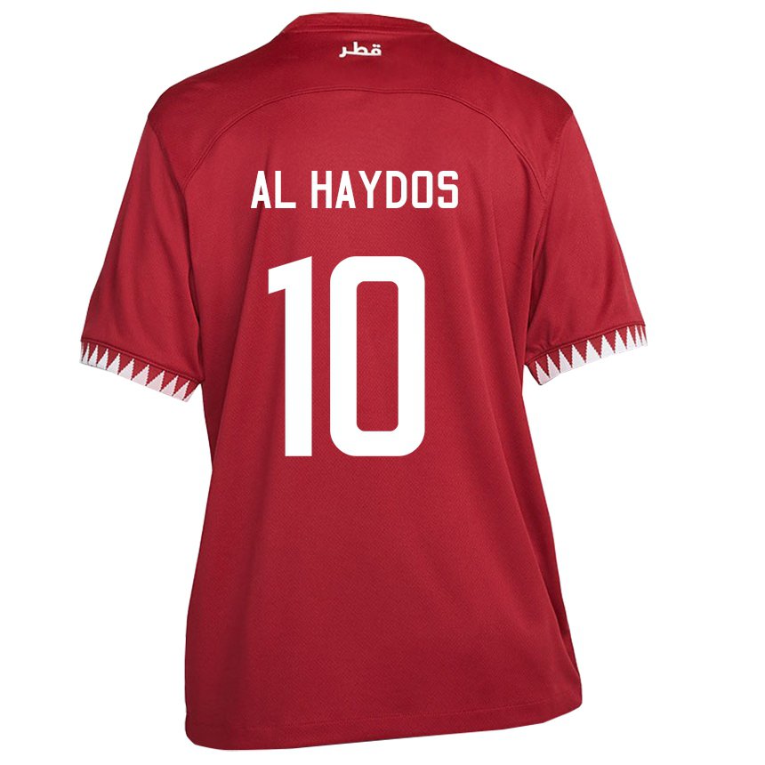 Damen Katarische Hasan Al Haydos #10 Kastanienbraun Heimtrikot Trikot 22-24 T-shirt Österreich