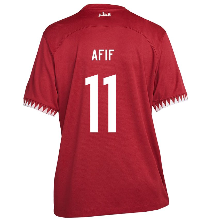 Damen Katarische Akram Afif #11 Kastanienbraun Heimtrikot Trikot 22-24 T-shirt Österreich