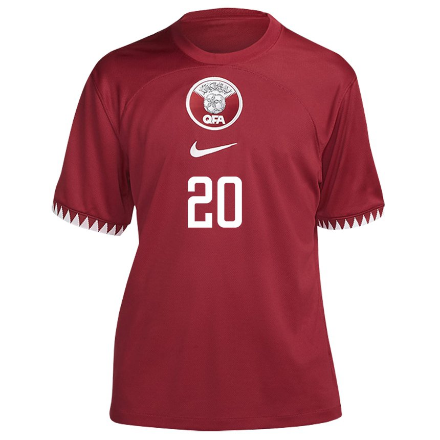 Damen Katarische Ahmed Fadel Hasaba #20 Kastanienbraun Heimtrikot Trikot 22-24 T-shirt Österreich